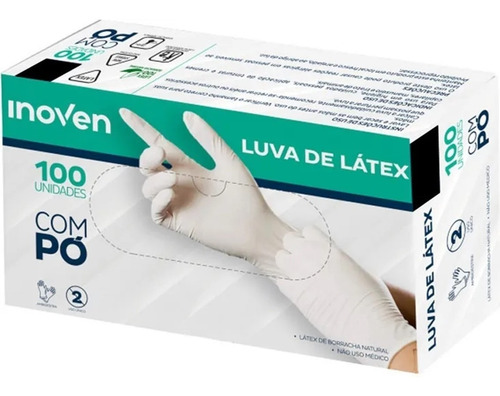 Luva Látex Procedimentos Com Pó Inoven Tamanho G Com Pó Sim Cor Branco Unidades Por Embalagem 100 Branco G