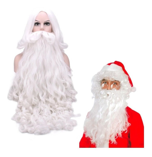 Peluca De Papá Noel Decorativa Navideña +conjunto De Barba