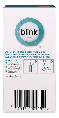 Gotas Para Ojos Blink Tears Sin Conservantes, 0,4 Ml, 25 Uni