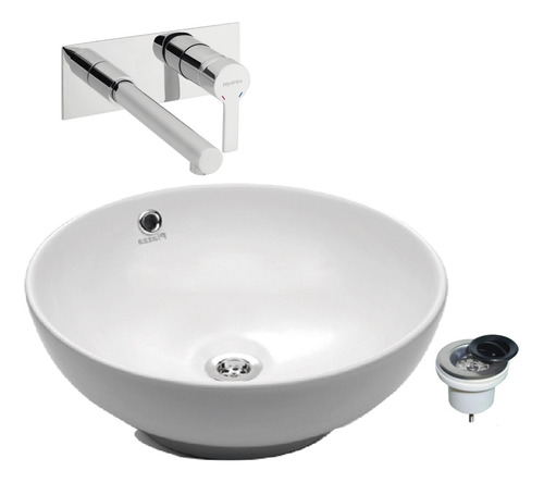 Combo Bacha De Baño Porcelana Redonda A013 + Grifería Calyx