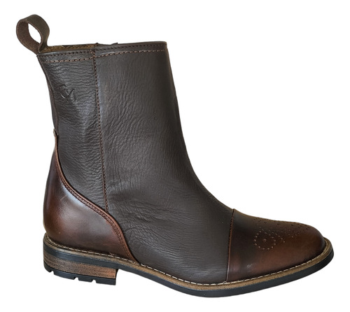 Bota De Hombre 3/4 De Piel Corrugada Moka Con Suela Track.