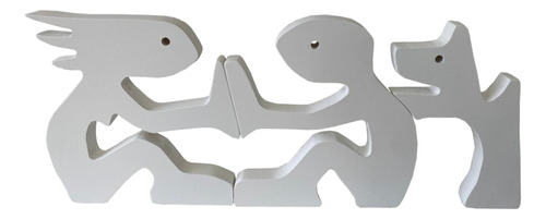 Escultura Decorativa Casal E O Cachorro 35x15cm Cor Branco