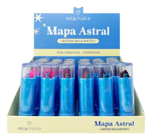 Mia Make Mapa Astral Batom Bala Matte 3,4g Display 36 Peças