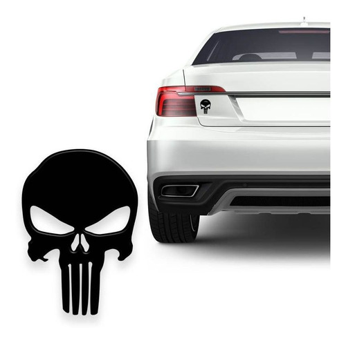 Adesivo Caveira O Justiceiro Preta Resinada Moto Carro