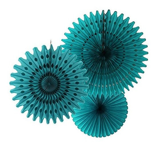 Serpentinas - Set Of 3 Honeycomb Tissue Fans, Teal (13-21 In
