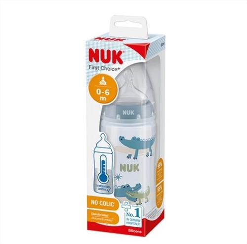 Mamadera Nuk Sil 300ml Control Temp Azul