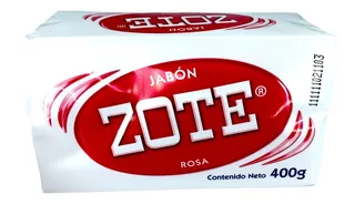 Jabón De Pasta Zote Rosa 400g Para Lavandería En Barra