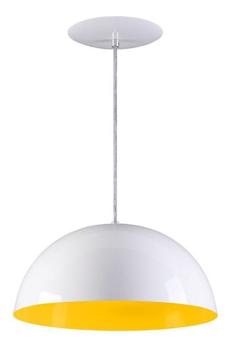 Luminária de teto Rei da Iluminação Meia Lua 40 cor branco-texturado/amarelo 110V/220V