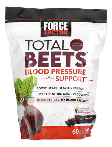 Force Factor Total Beets Soporte Presión Arterial 60soft Sabor Acai Berry