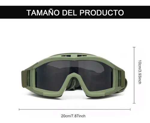 Gafas Tácticas Goggle Militares Careta Gafas Con 3 Lentes