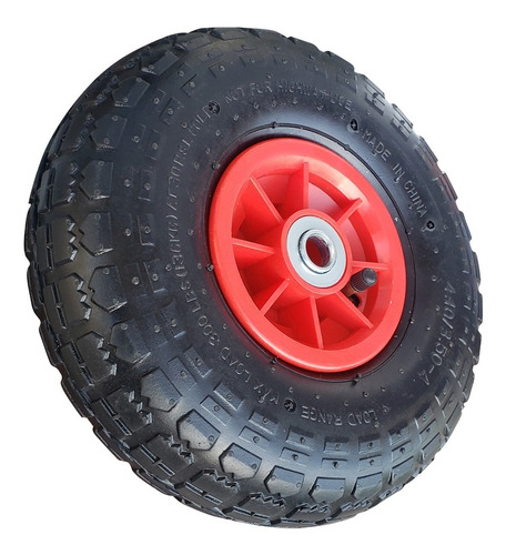 Imagen 7 de 10 de Rueda Neumatica Caucho 260x85 Mm 4.10/3.50-4 Llanta Plastica