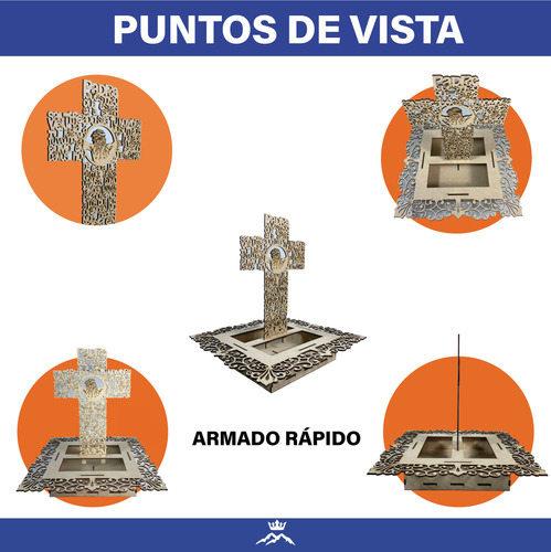 Centro De Mesa Cruz Cristo 5 Piezas Rockkings