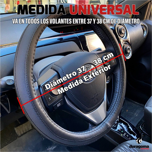 Imagen 2 de 8 de Funda Cubre Volante Universal Cuero Eco Negro Liso Airway