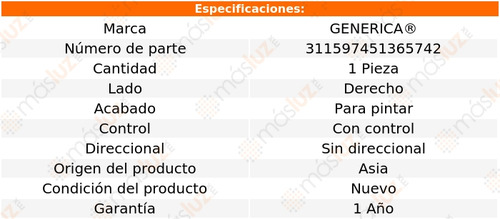 1- Espejo Derecho C/control Sandero 2016/2017 Genérica