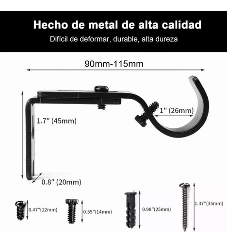6piezas Soporte Cortinero De Gancho De Pared Ajustable
