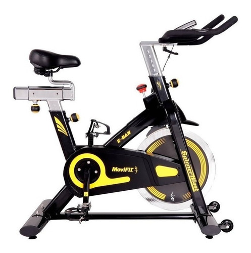 Imagen 1 de 2 de Bicicleta estática MoviFit E-BAN para spinning negra y amarilla