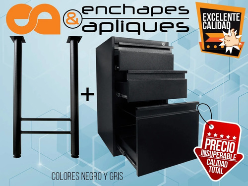Imagen 3 de 6 de Archivador Metálico Oficina + Pata (combo) Negro O Gris