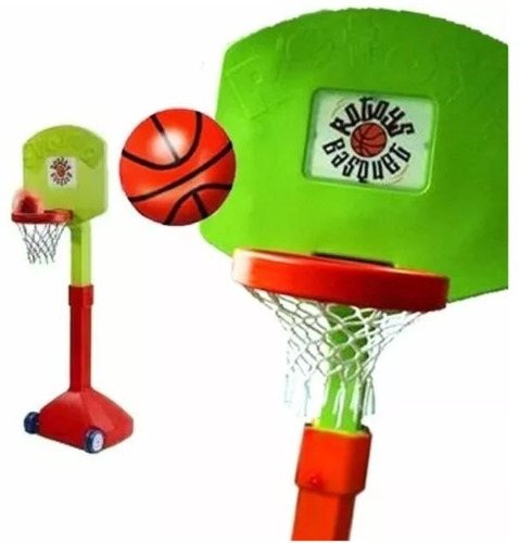 Aro Basquet De Pie Movil Regulable + Pelota Rotoys +2 Años