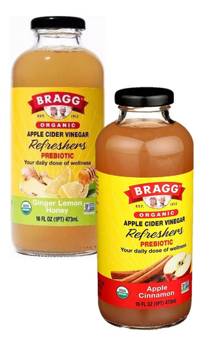 2 Pack Vinagre Orgánico Bragg 2 Sabores 473ml C/u