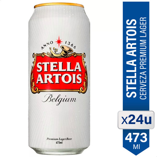 Cerveza Stella Artois Premium Lager Lata 473ml Pack X24