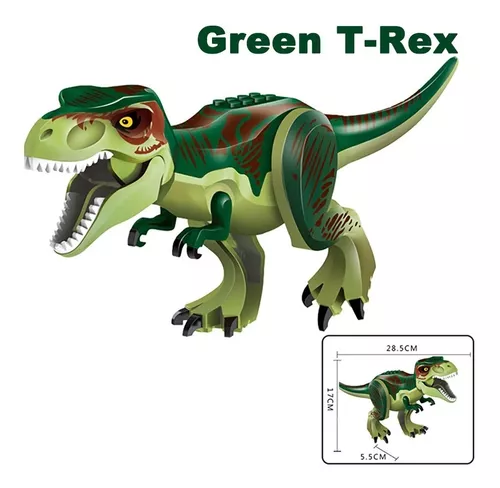 Blocos De Montar T-rex Verde Grande 28.5cm Desenho Animado