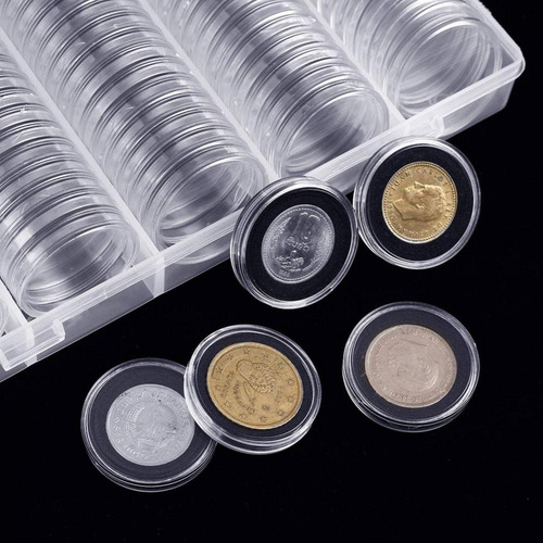 100 Cápsulas 30 Mm. + Adaptadores Eva Para Monedas 5 Medidas