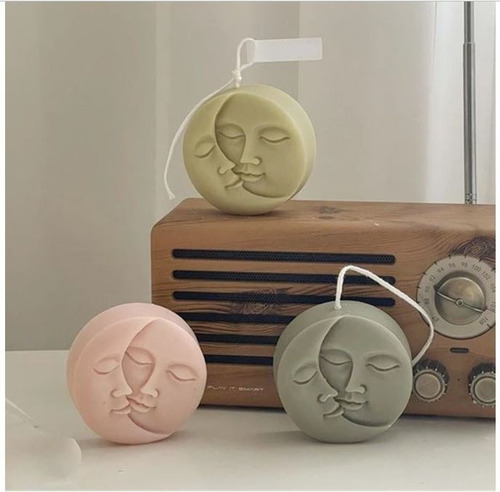 Molde Silicón 4 Divisiones Velas Chocolate Luna Sol Jabón Color Rosa