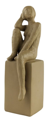 Escultura Decorativa - Objeto Decorativo Pessoa Sentada Pose Cor Marrom