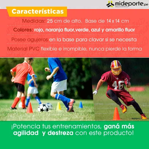 Cono De 25cm Pvc Entrenamiento Futbol Por Unidad 