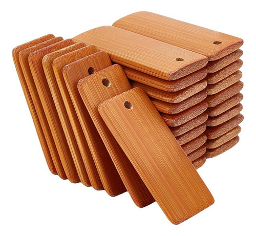 120 Etiquetas De Madera Para Llaveros, Rectangulares, Grabad