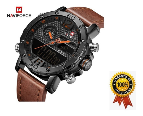 Relógio Masculino Militar Esportivo Naviforce Pulseira Couro