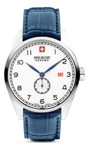 Reloj Swiss Military Smwgb0000702 Para Hombre Cristal Zafiro Color de la malla Azul Color del bisel Plateado Color del fondo Plateado