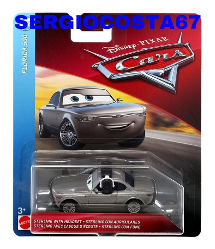 Disney Cars 3 Sterling With Headset Tenho +300 Mod Cor Prateado