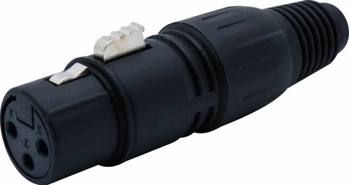 Plug Conector Xlr Canon Femea 3 Pinos Preto Sk013 Da Csr