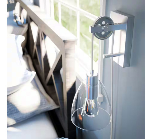 Lampara De Pared Interior Decorativa 60w Altura Ajustable Estructura Plateado