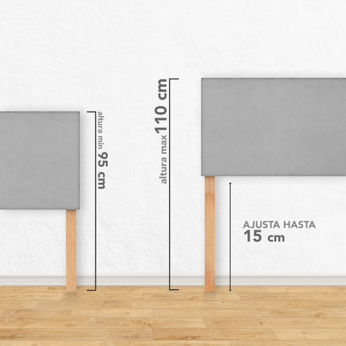 Cabecera Matrimonial Dotico Raya Vertical Altura Ajustable Color Cielo