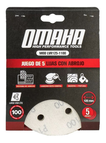 Imagen 4 de 9 de Lijas Para Lijadoras 125mm Roto Orbital 5 Pulgadas C/abrojo