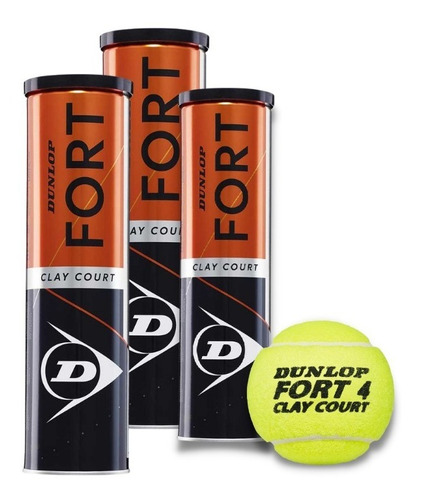 3 Tarros De Pelota De Tenis Dunlop - Fort Clay X4