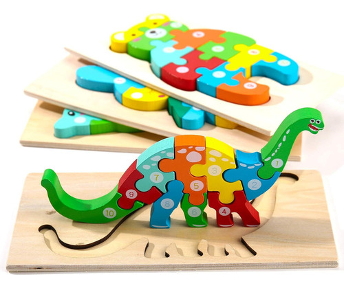 . Paquete De 4 Rompecabezas De Madera For Niños Pequeños
