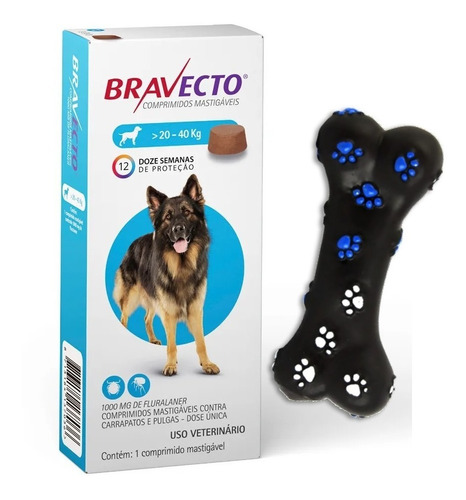 Anti Pulgas E Carrapatos Bravecto P/ Cães 20 A 40kg + Brinde