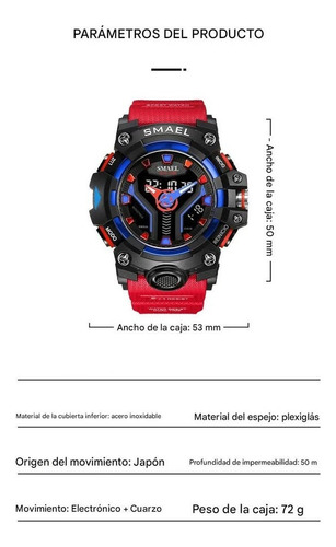 Reloj Deportivo Rojo Cronógrafo Doble Pantalla Resistente Go (Usado)