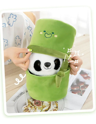 Baby Panda Peluche Panda 35cm Dentro De Un Bambú