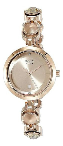 Reloj Titan Raga Viva Analogico Para Mujer, Dorado (gold 2), Pulsera