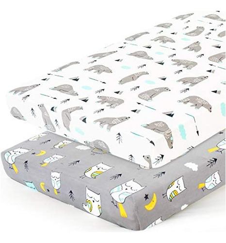 Pack N Play Sheets, Brolex Paquete De 2 Mini Sábanas Para Cu