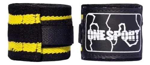 Bandagem Atadura Elastica 2,5m Muay Thai Boxe Preto/amarelo