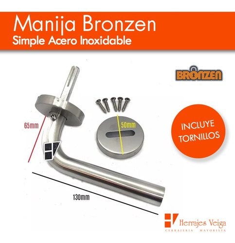Imagen 2 de 9 de Manija Picaporte Media Curva Simple Acero Inox Tipo Toshi