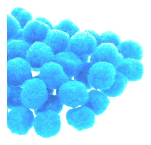 50 Bolas De Fieltro Pompones 38mm Color Azul Cielo