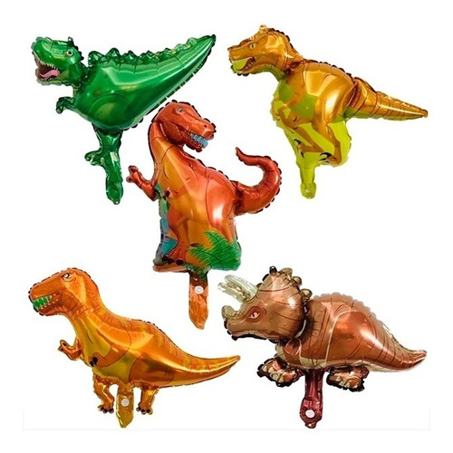 10 Globos De Dinosaurios Globo Metalizado 35 Cm