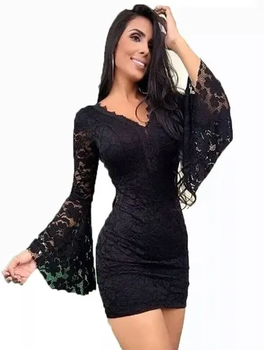 Vestido manga hotsell comprida mercado livre