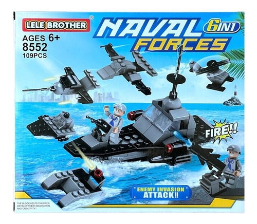 Juego De Legos Construcion Policia Naval -marina 6en1